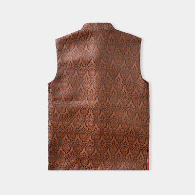 Boys Poly Viscose Waistcoat (Copper Boti)-Cooper