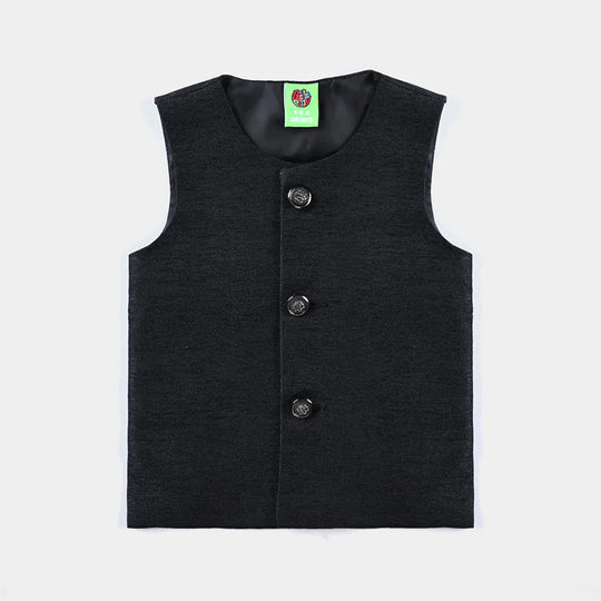 Infant Boys Poly Viscose Waistcoat (Black Zari)-BLACK