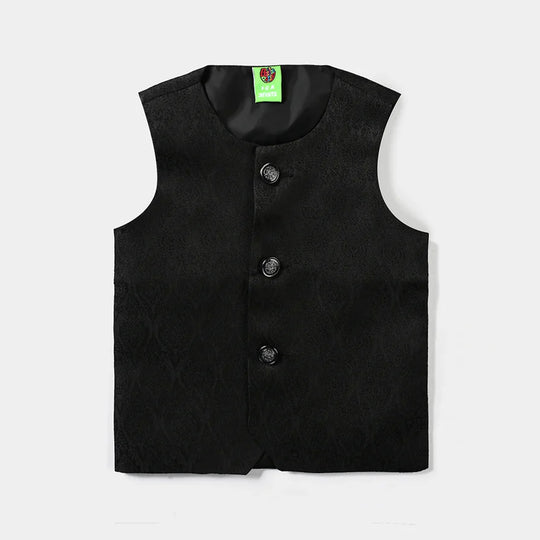 Infant Boys Poly Viscose Waistcoat (Jamawar)-BLACK