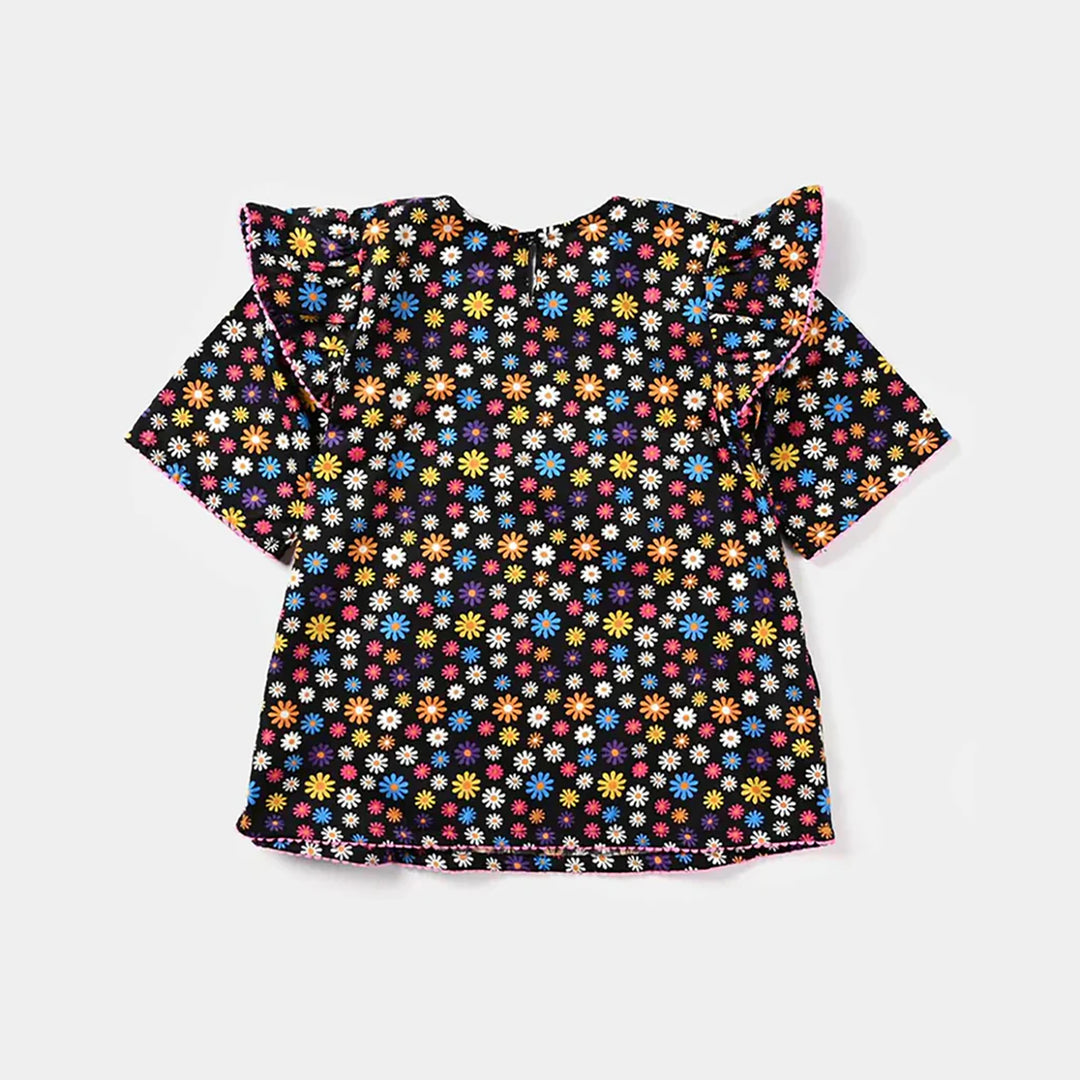 Infant Girls Cotton Poplin Casual Top Caviar-Multi