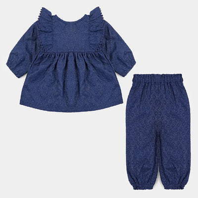 Infant Girls Chicken Kari Woven Suit -NAVY