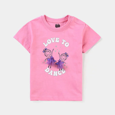 Infant Girls Cotton Jersey T-Shirt Love To Dance-Sachet Pink