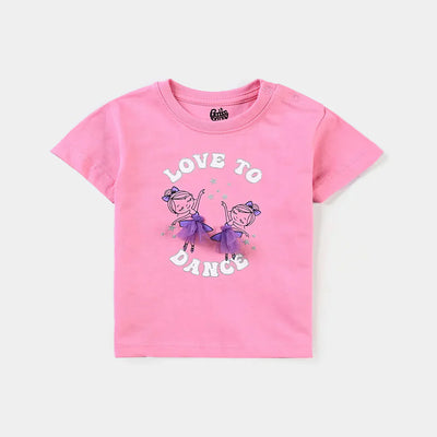 Infant Girls Cotton Jersey T-Shirt Love To Dance-Sachet Pink