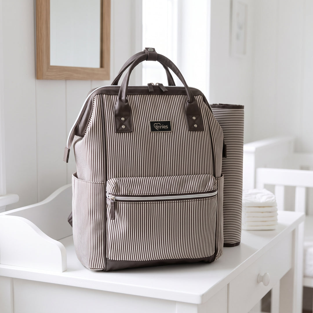 Tinnies Baby Diaper Bag Pack Brown Stripes (T5005-C)