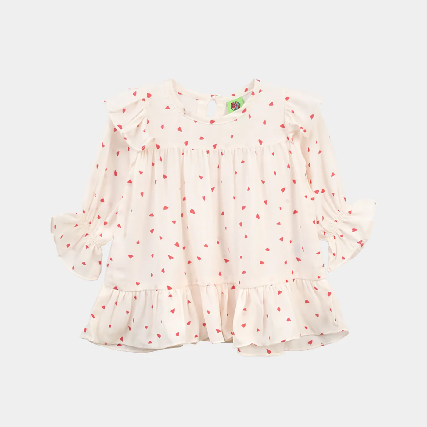 Infant Girls Poly Cotton Casual Top Geranium-White