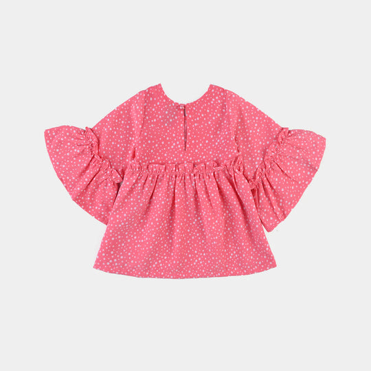 Infant Girls Poly Cotton Casual Top White Dote-Pink