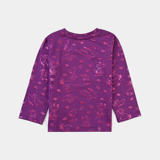 Infant Girls Lycra Jersey T-Shirt-Purple