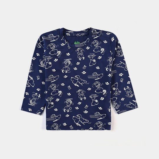 Infant Girls Lycra Jersey T-Shirt - NAVY