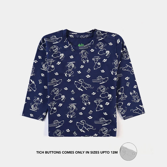 Infant Girls Lycra Jersey T-Shirt - NAVY