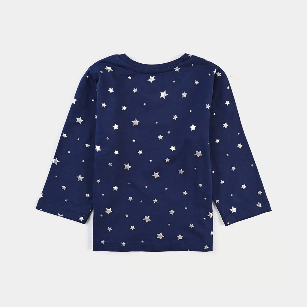 Infant Girls Lycra Jersey T-Shirts Navy Star