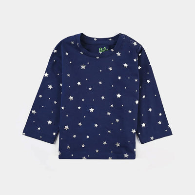 Infant Girls Lycra Jersey T-Shirts Navy Star