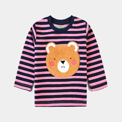 Infant Girls Cotton Jersey T-Shirt Bear-Pink