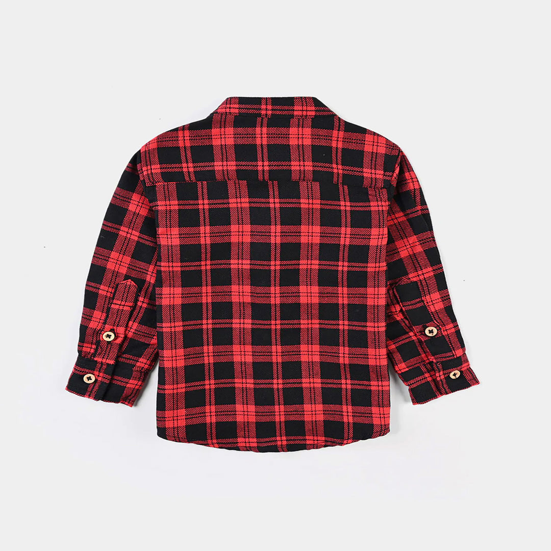 Infant Boys Flannel Basic Casual Shirt (Handsome)-Red