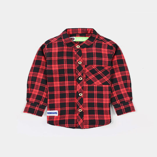 Infant Boys Flannel Basic Casual Shirt (Handsome)-Red