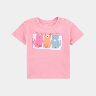 Infant Girls Cotton Jersey T-Shirt Cats-C.Pink