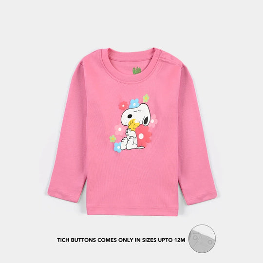 Infant Girls Cotton Interlock Knitted Suit -Sachet Pink