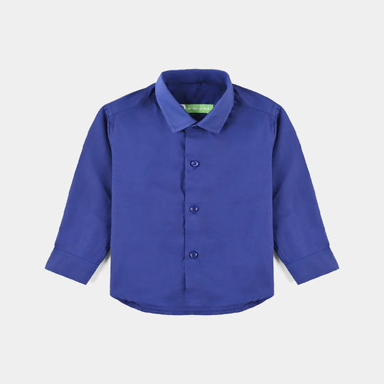 Infant Boys Cotton Poplin Formal Shirt-Navy Blue