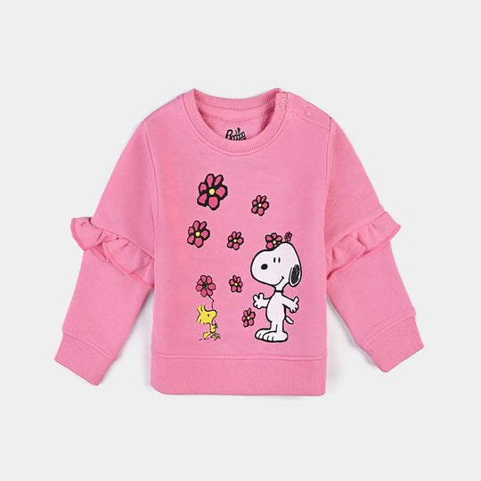 Infant Girls Cotton Terry Sweatshirt Character-Sachet Pink