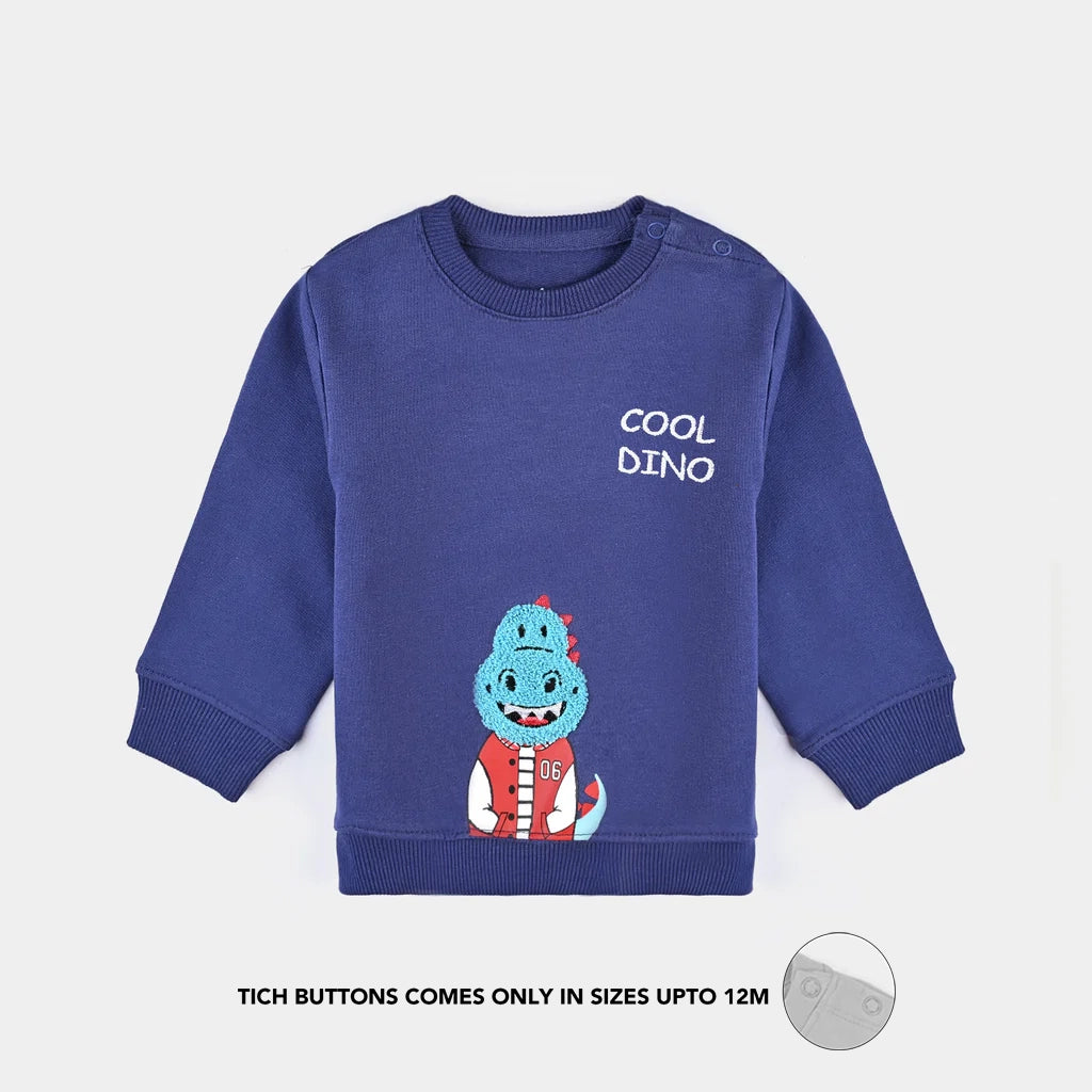 Infant Boys Cotton Terry Sweatshirt Cool Dino-Navy Blue