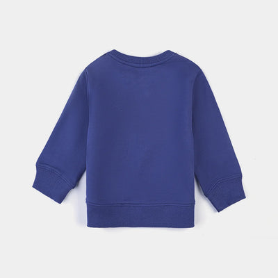 Infant Boys Cotton Terry Sweatshirt Smile-Navy Blue