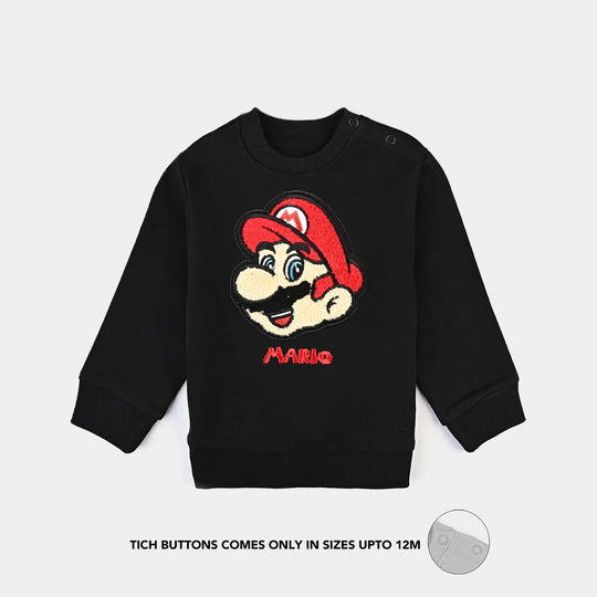 Infant Boys Cotton Terry Sweat Shirt Character-Jet Black