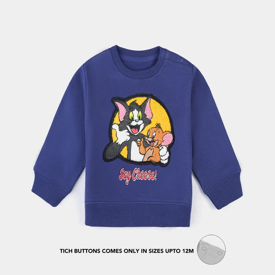 Infant Boys Cotton Terry Sweatshirt-Navy Blue