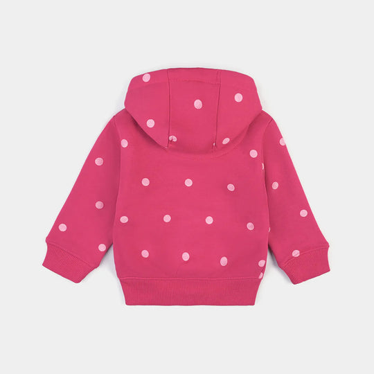 Infant Girls Fleece Knitted Jacket Rabbit-Pink