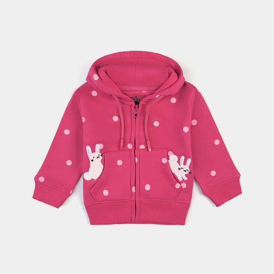 Infant Girls Fleece Knitted Jacket Rabbit-Pink