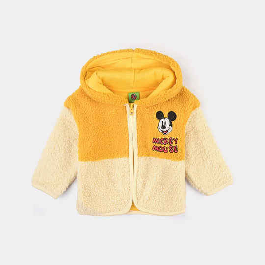 Infant Boys Fleece Knitted Jacket-Lemon