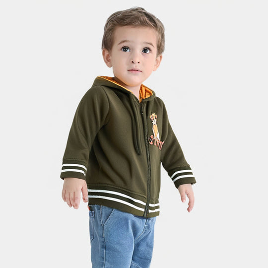 Infant Boys Fleece Knitted Jacket-Rifle Green