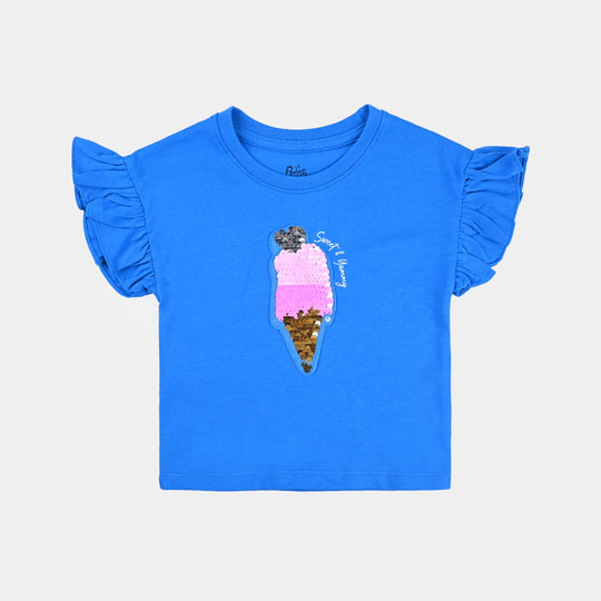 Infant Girls Cotton Jersey T-Shirt Sweet & Yummy- Blue