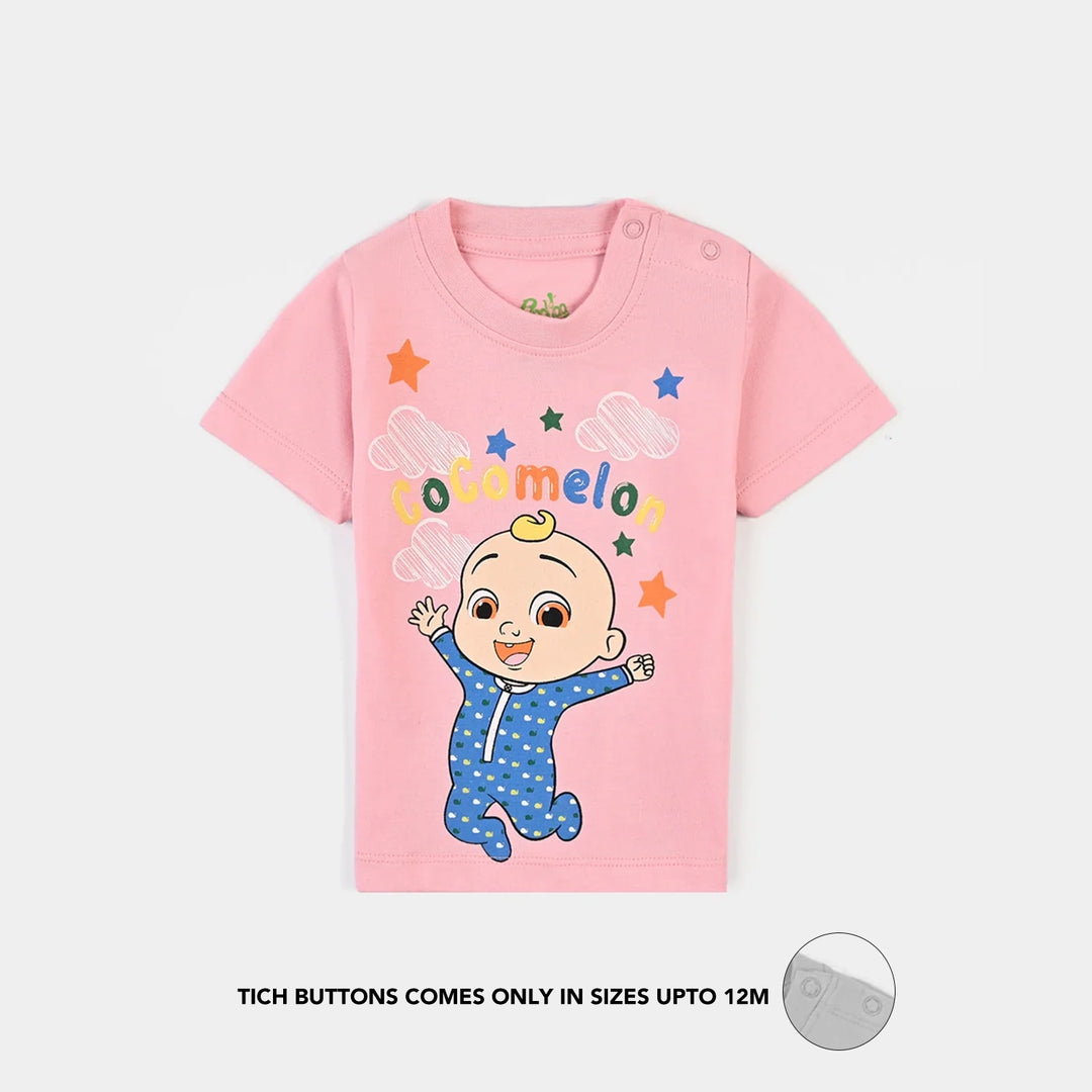 Infant Girls Poly Cotton Jersey Night Suit Cool Melon-Candy Pink