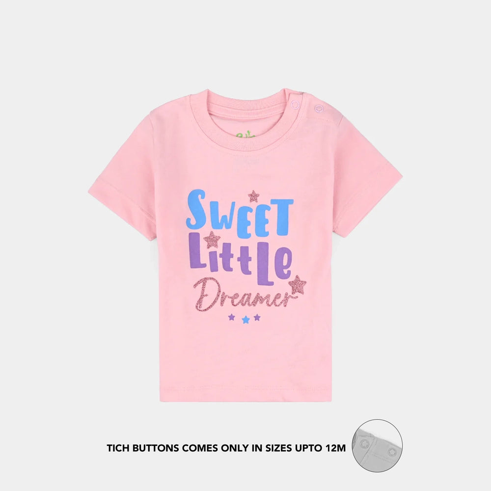 Infant Girls Poly Cotton Jersey Sweet Dreamer-Candy Pink