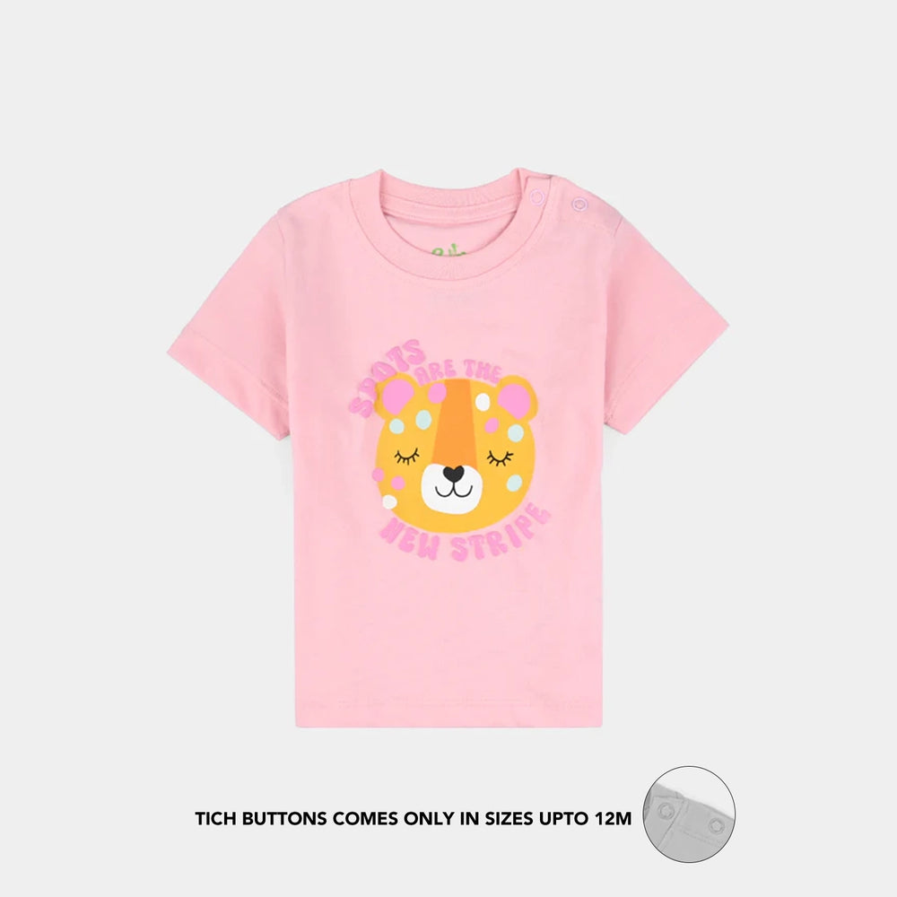 Infant Girls Poly Cotton Jersey New Stripe-Candy Pink