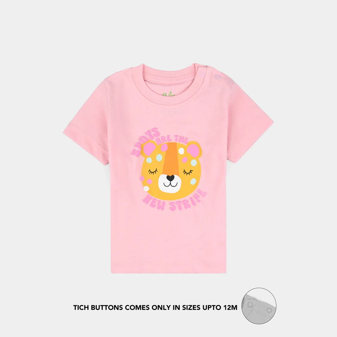 Infant Girls Poly Cotton Jersey New Stripe-Candy Pink
