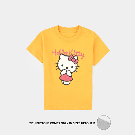 Infant Girls Poly Cotton Jersey Night Suit Character-Yellow