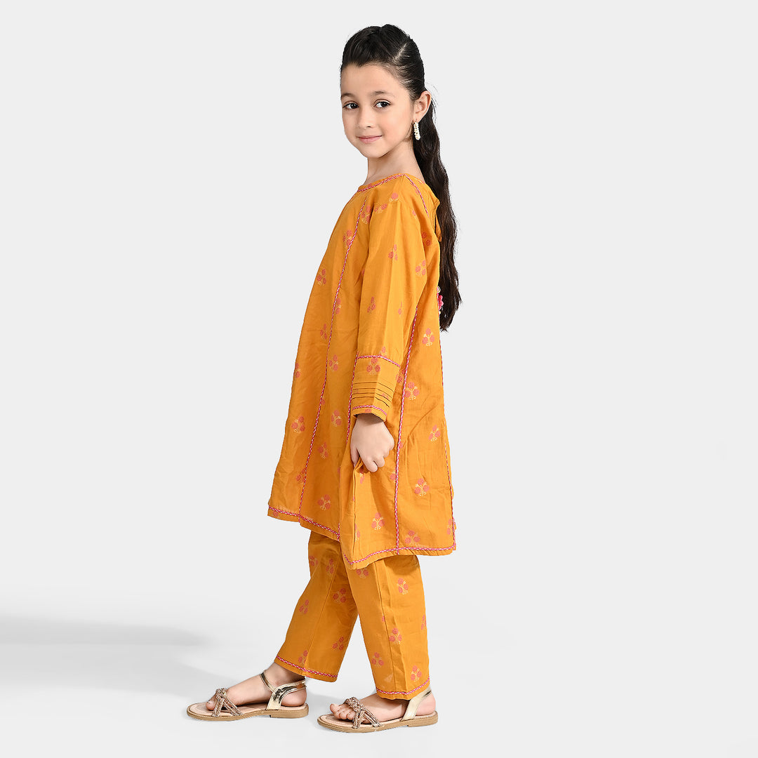 Girls Jacquard 2 Pcs Bahar-Mustard