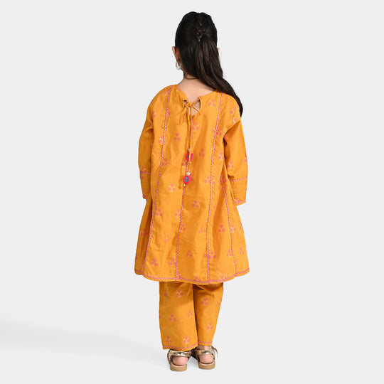 Girls Jacquard 2 Pcs Bahar-Mustard