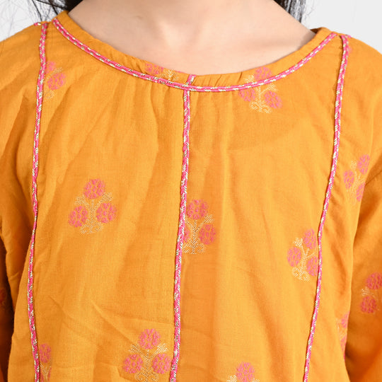 Girls Jacquard 2 Pcs Bahar-Mustard