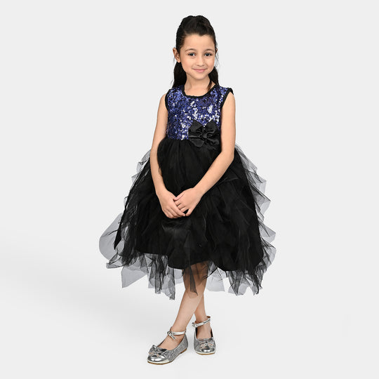 Girls Sequence Fancy Frock Curls - Blue