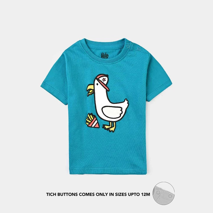 Infant Boys Cotton Jersey T-Shirt Bird-Teal