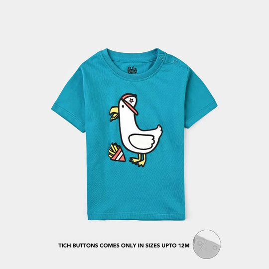 Infant Boys Cotton Jersey T-Shirt Bird-Teal