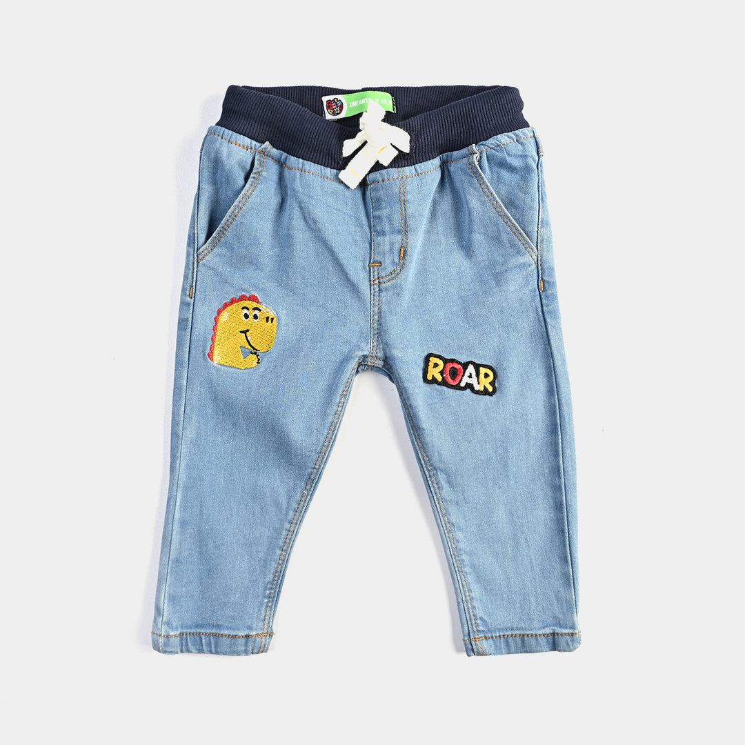 Infant Boys Denim Stretch Pant Dino-Mid Blue