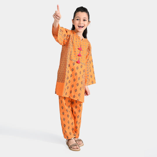 Girls Cotton Poplin Printed 2 Pcs Rang Bahar