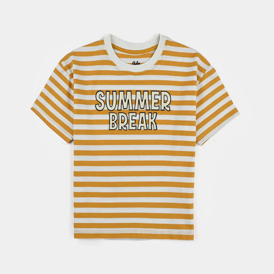 Boys Yarn Dyed T-Shirt H/S SUMMER BREAK-Lemon