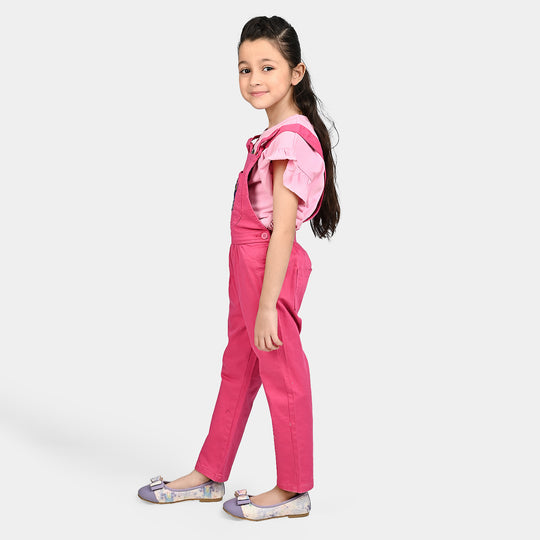 BP RIO MEET THE OBOS Girls Cotton Twill Dangri-Hot.Pink