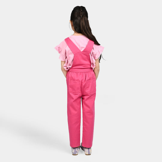 BP RIO MEET THE OBOS Girls Cotton Twill Dangri-Hot.Pink