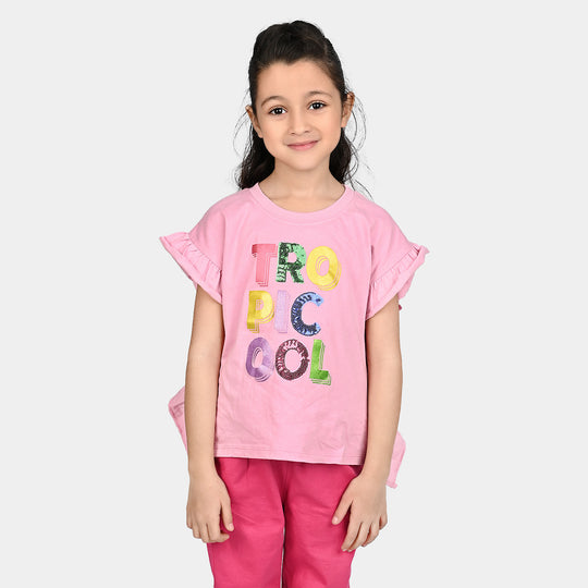 Girls Cotton Jersey T-Shirt H/S Tropicool - Pink