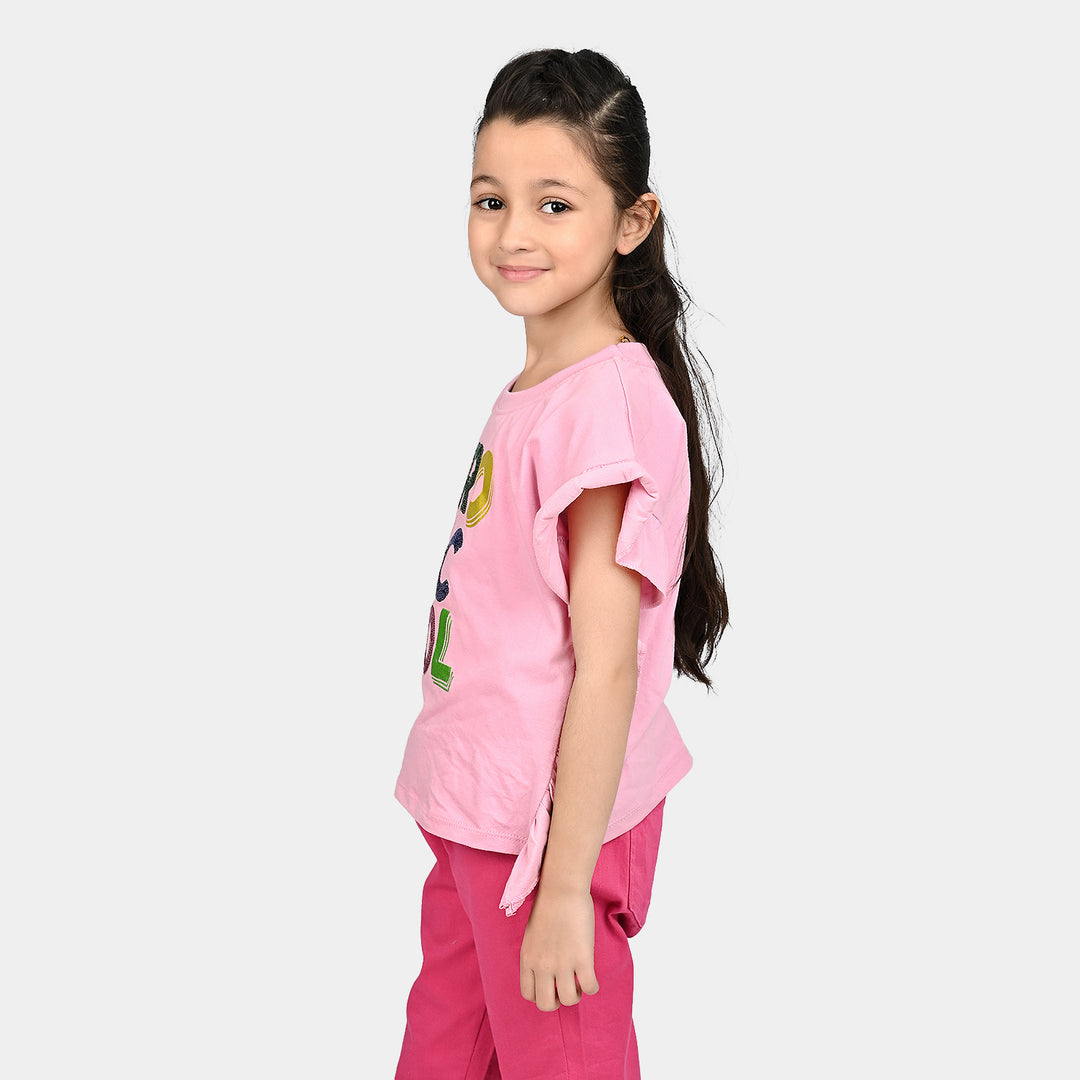 Girls Cotton Jersey T-Shirt H/S Tropicool - Pink