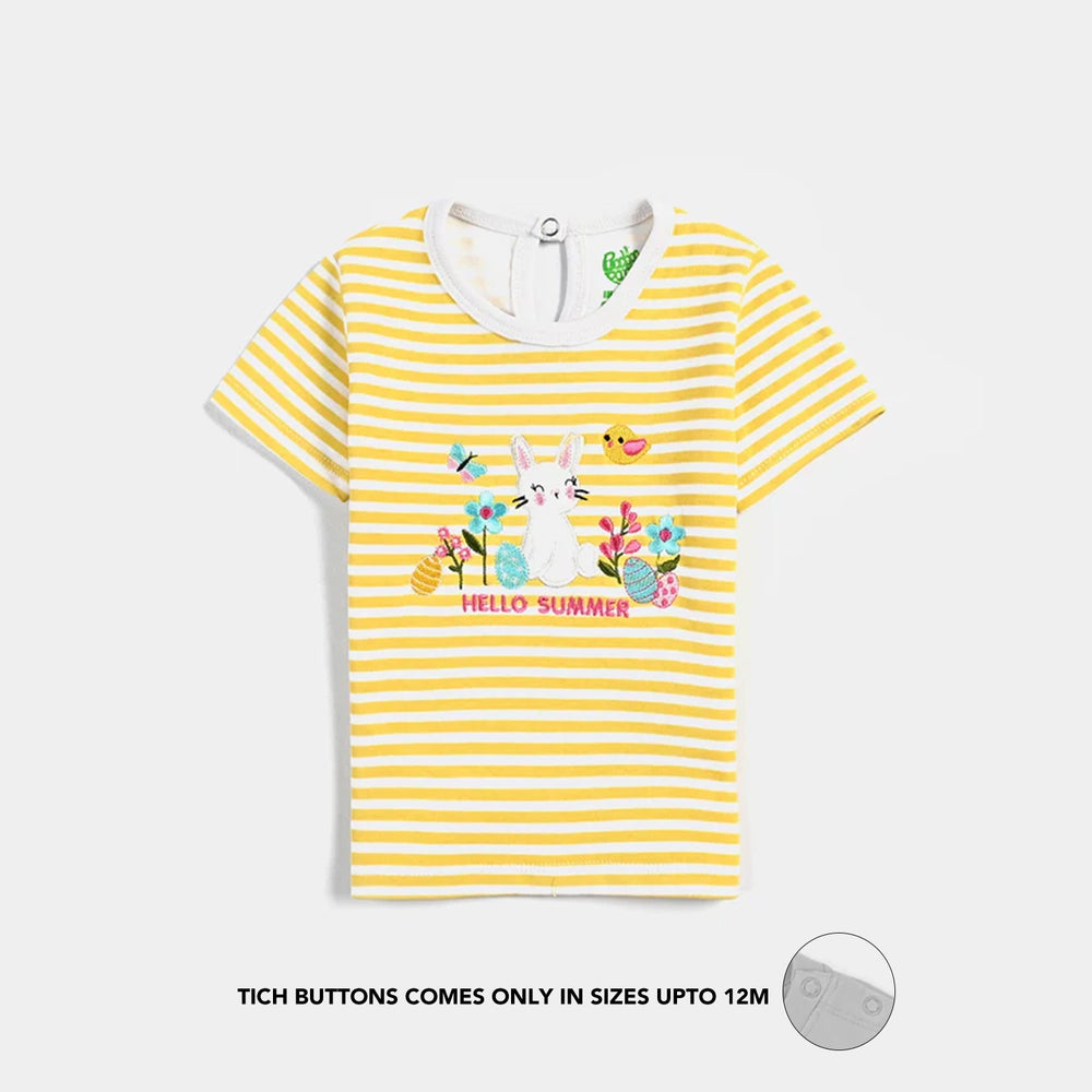 Infant Girls Cotton Interlock Suit (Hello Summer) - Yellow